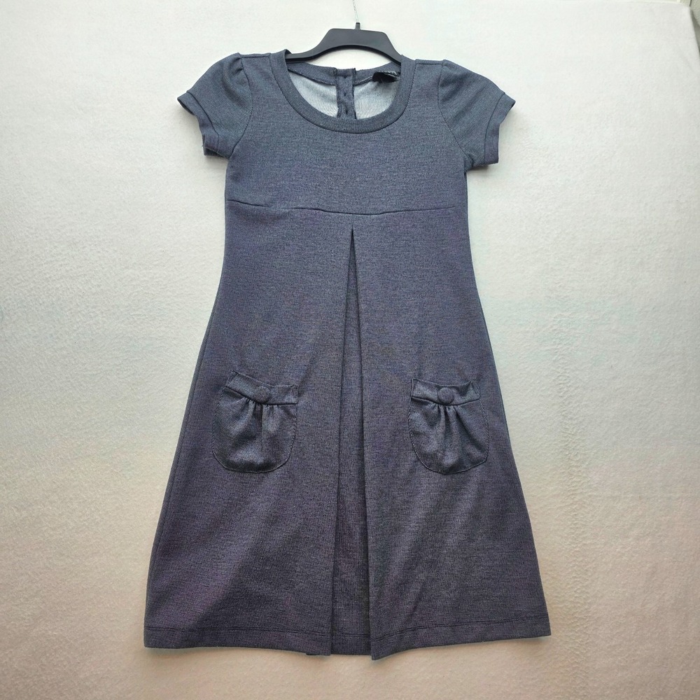 En Focus Studio Gray Geometric Short Sleeve Dress Womens 4 Pockets‎ Casual